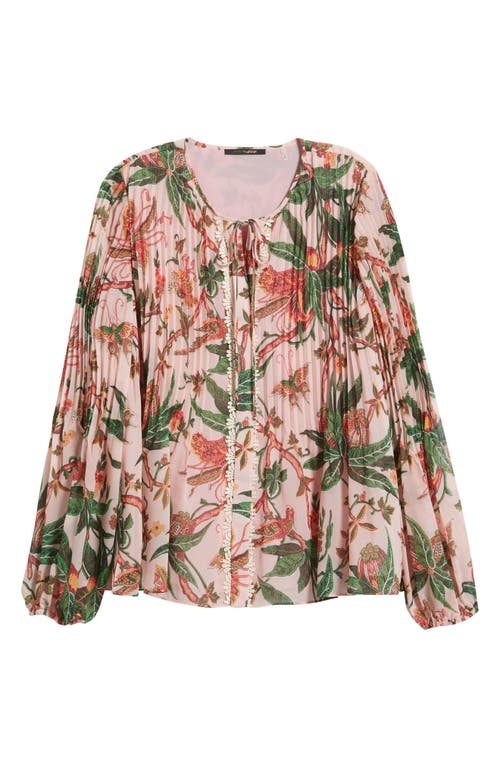 Kobi Halperin Helen Pleated Floral-print Blouse In Pink