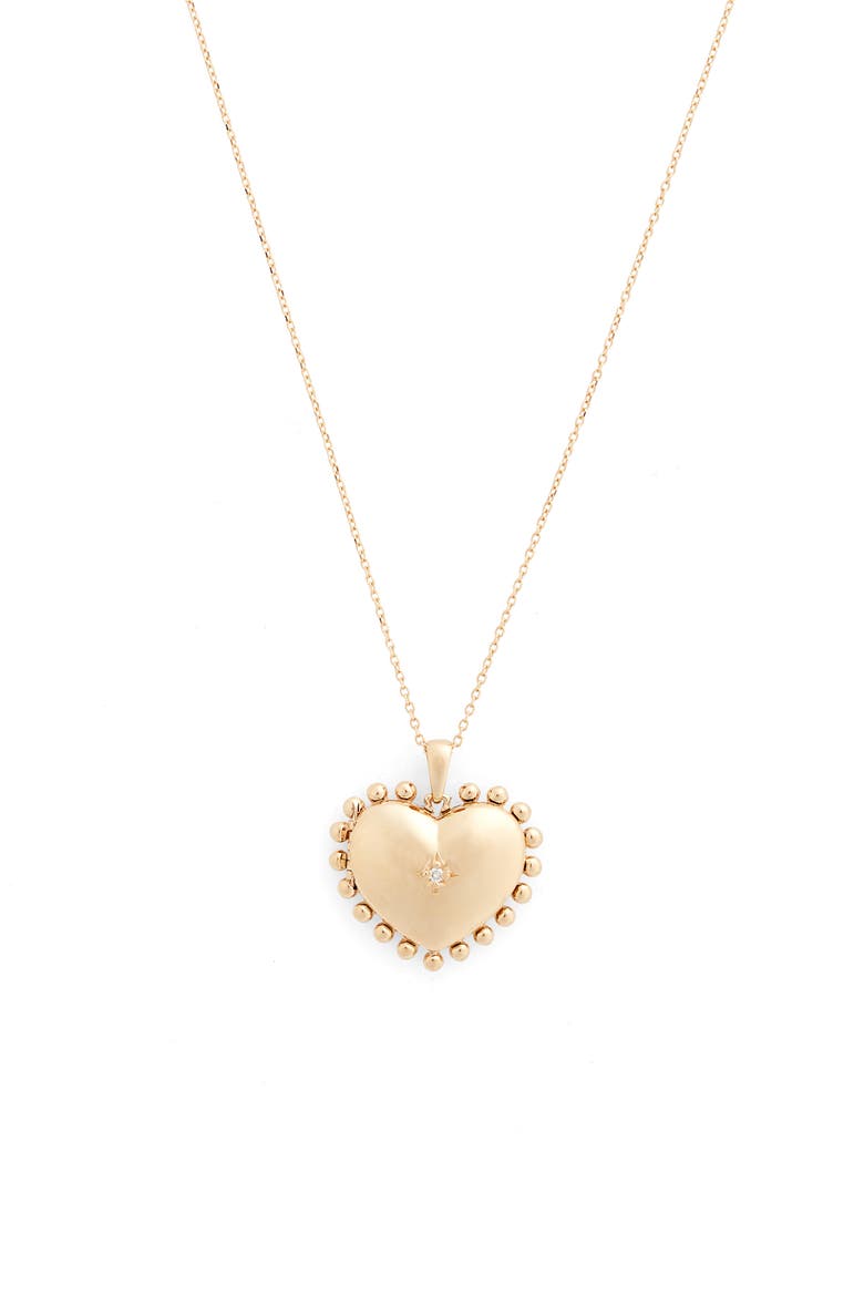 Mini Dew Drop Heart Locket Necklace, Main, color, GOLD / DIAMOND