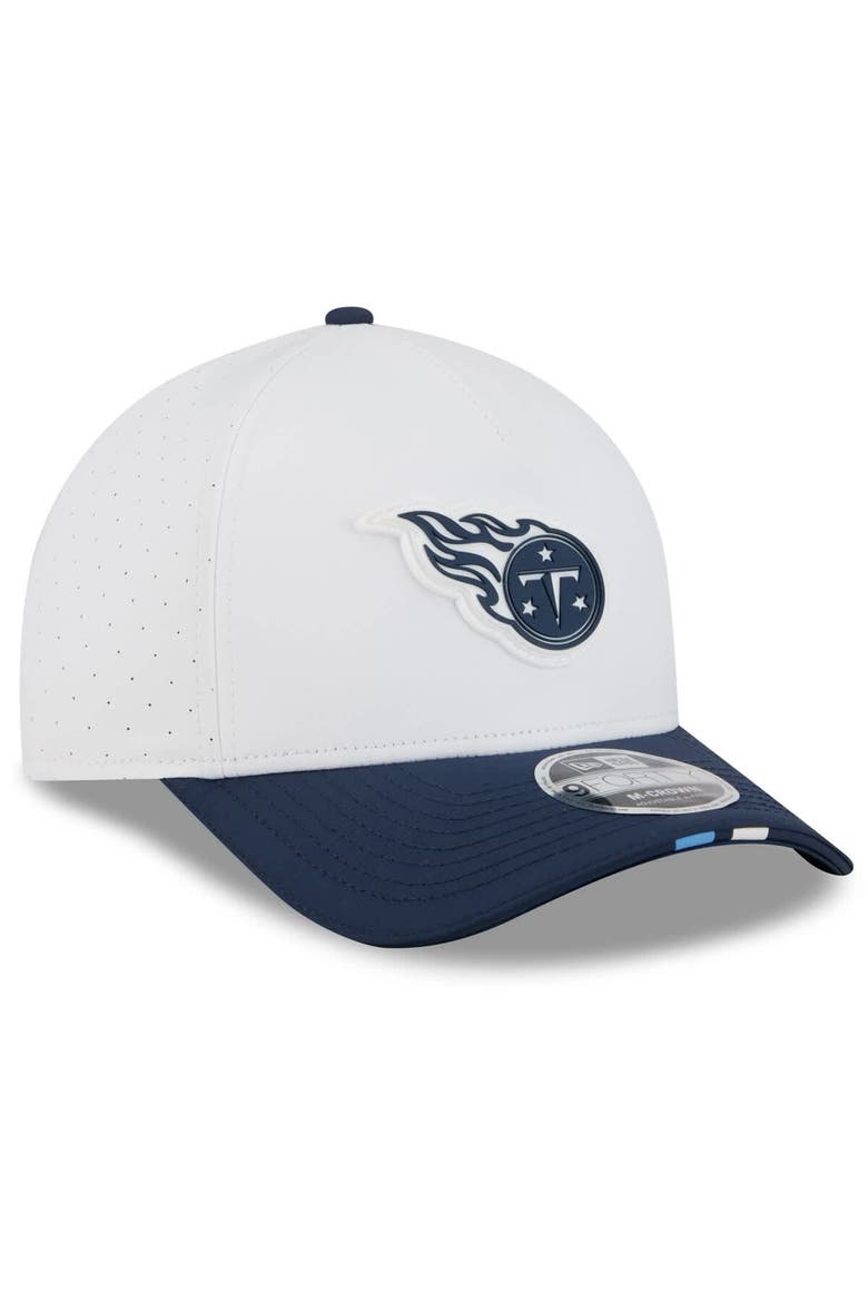 Men's New Era  White/Navy Tennessee Titans 2025 NFL Training Camp A-Frame 9FORTY Adjustable Hat, Alternate, color, White