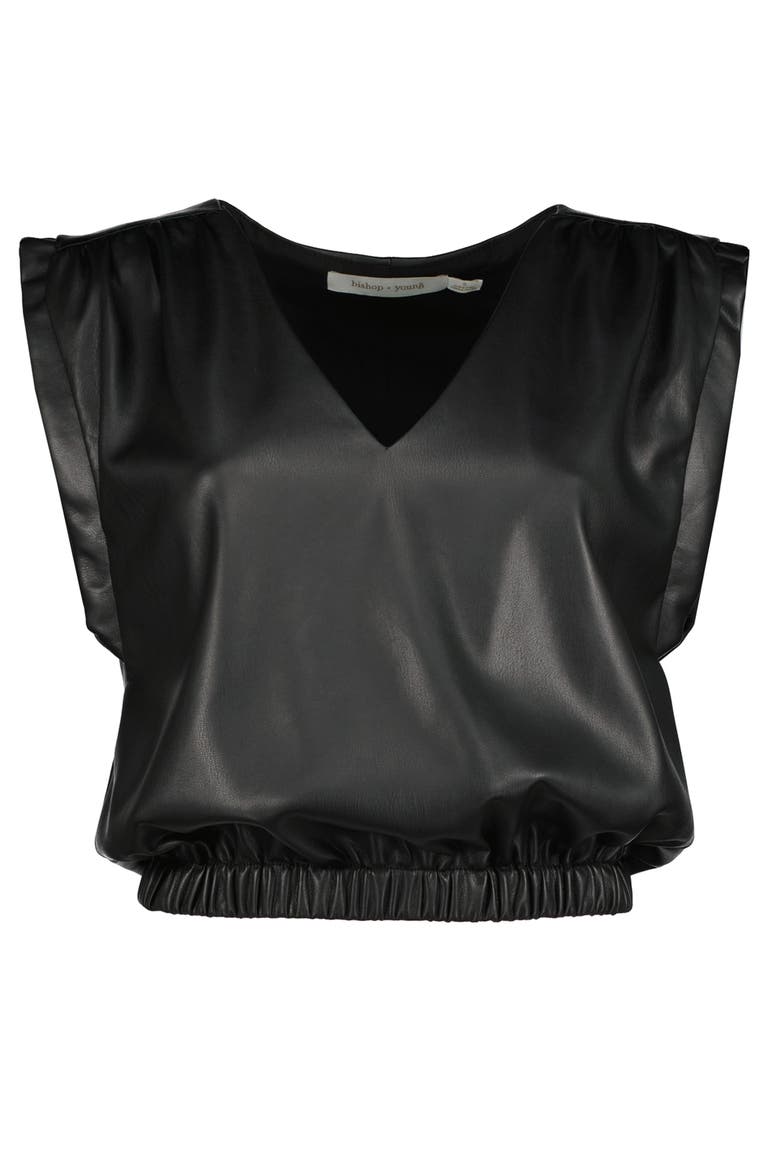 Simone Leather Top, Alternate, color, Black