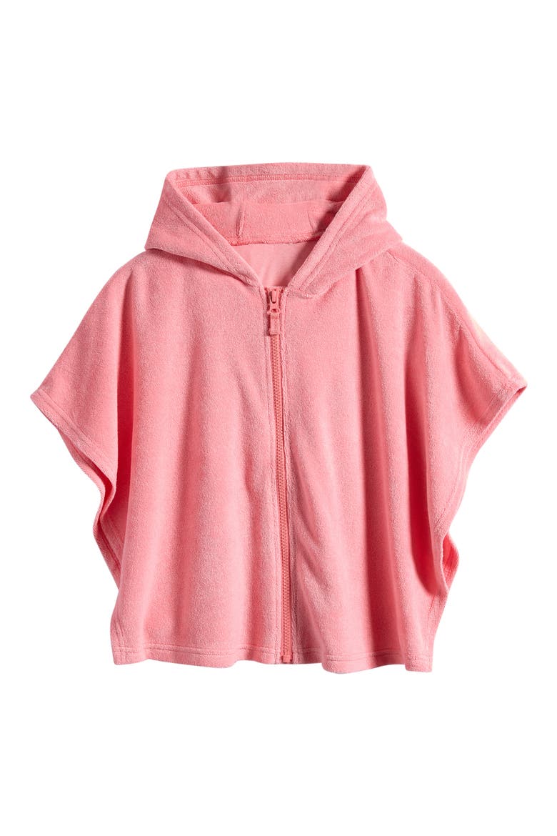 Kids' Cotton Blend Hooded Towel Poncho, Main, color, PINKLET