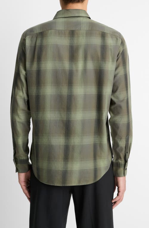 Vince Classic Fit Plaid Cotton Button-up Shirt In Green