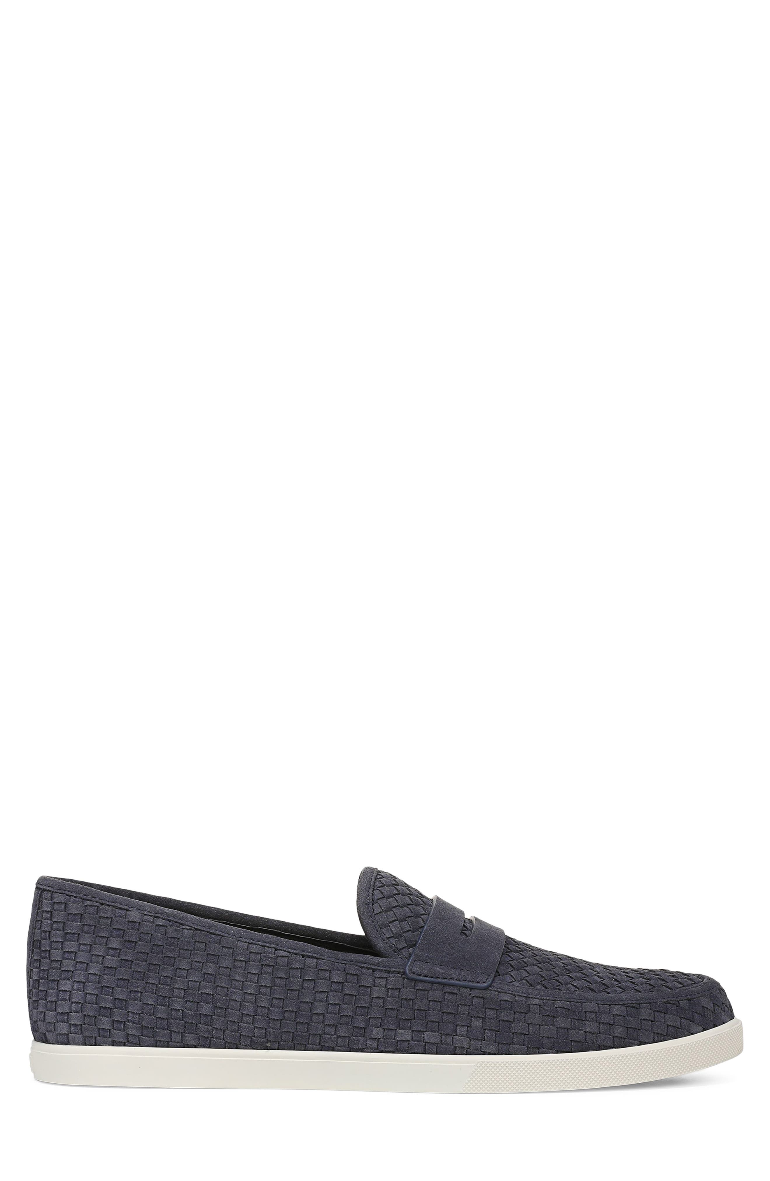 Santino Woven Suede Penny Loafer, Alternate, color, BLUE INK