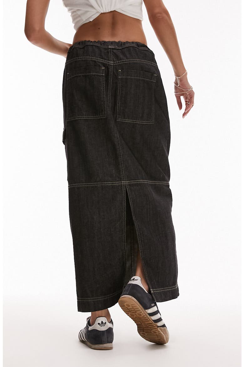 Denim Cargo Maxi Skirt, Alternate, color, BLACK