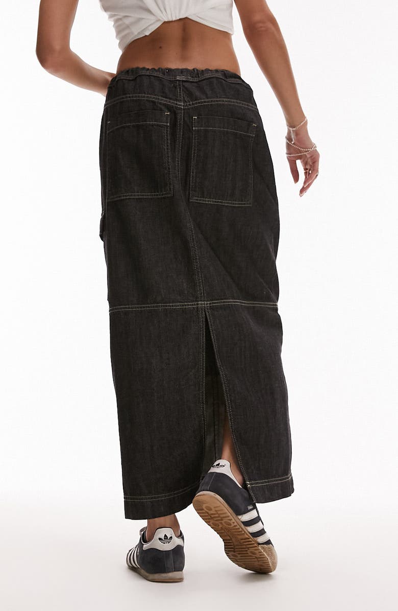 Topshop Denim Cargo Maxi Skirt, Alternate, color,