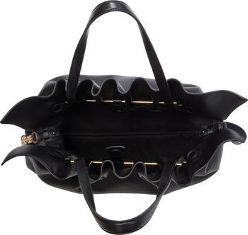 ★関税込み★ FERRAGAMO BLACK LEATHER PIERCING TOP HAND BAG Small Gancio Piercing Shoulder Bag | Neiman Marcus