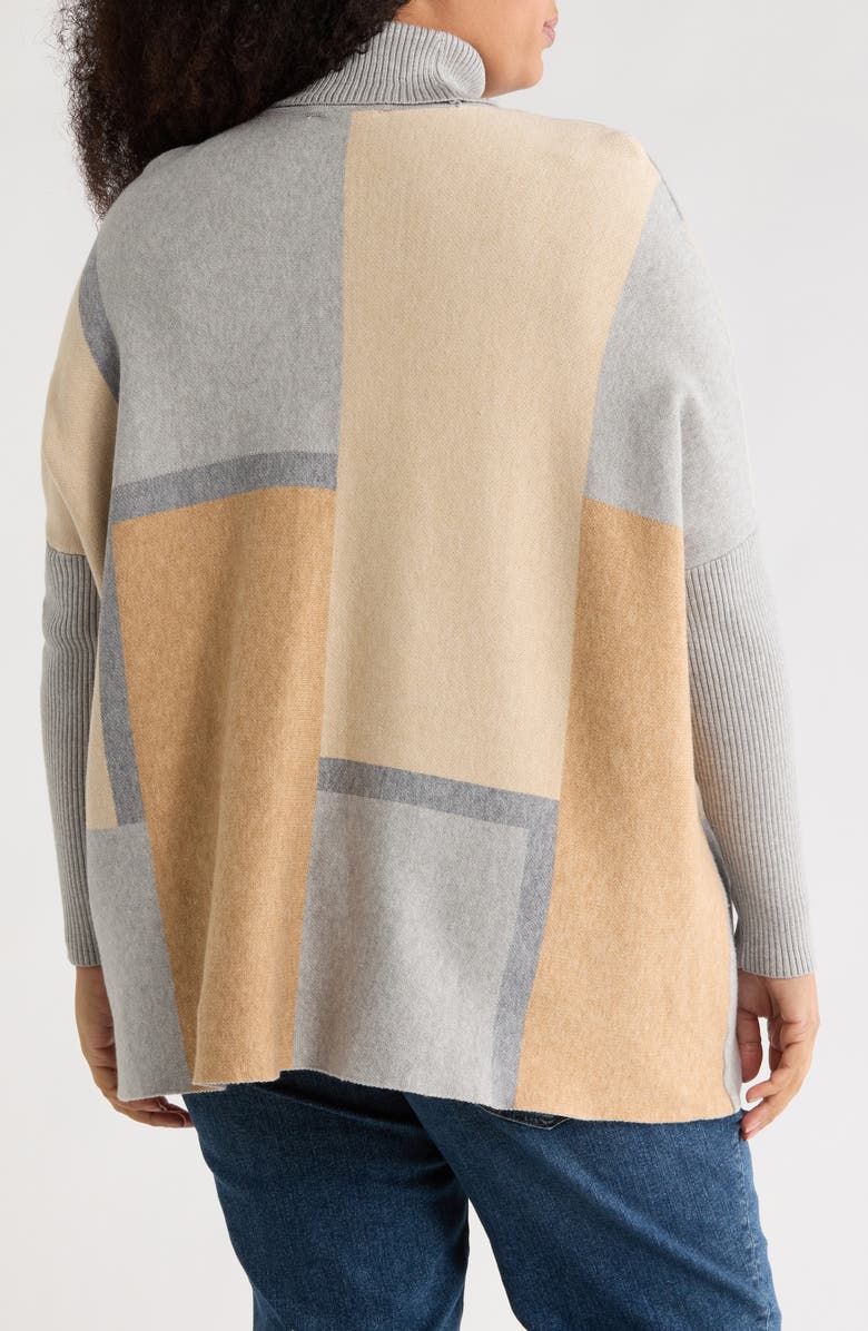 Joseph A Printed Turtleneck Poncho, Alternate, color, Camden Clrblk Lhgrey