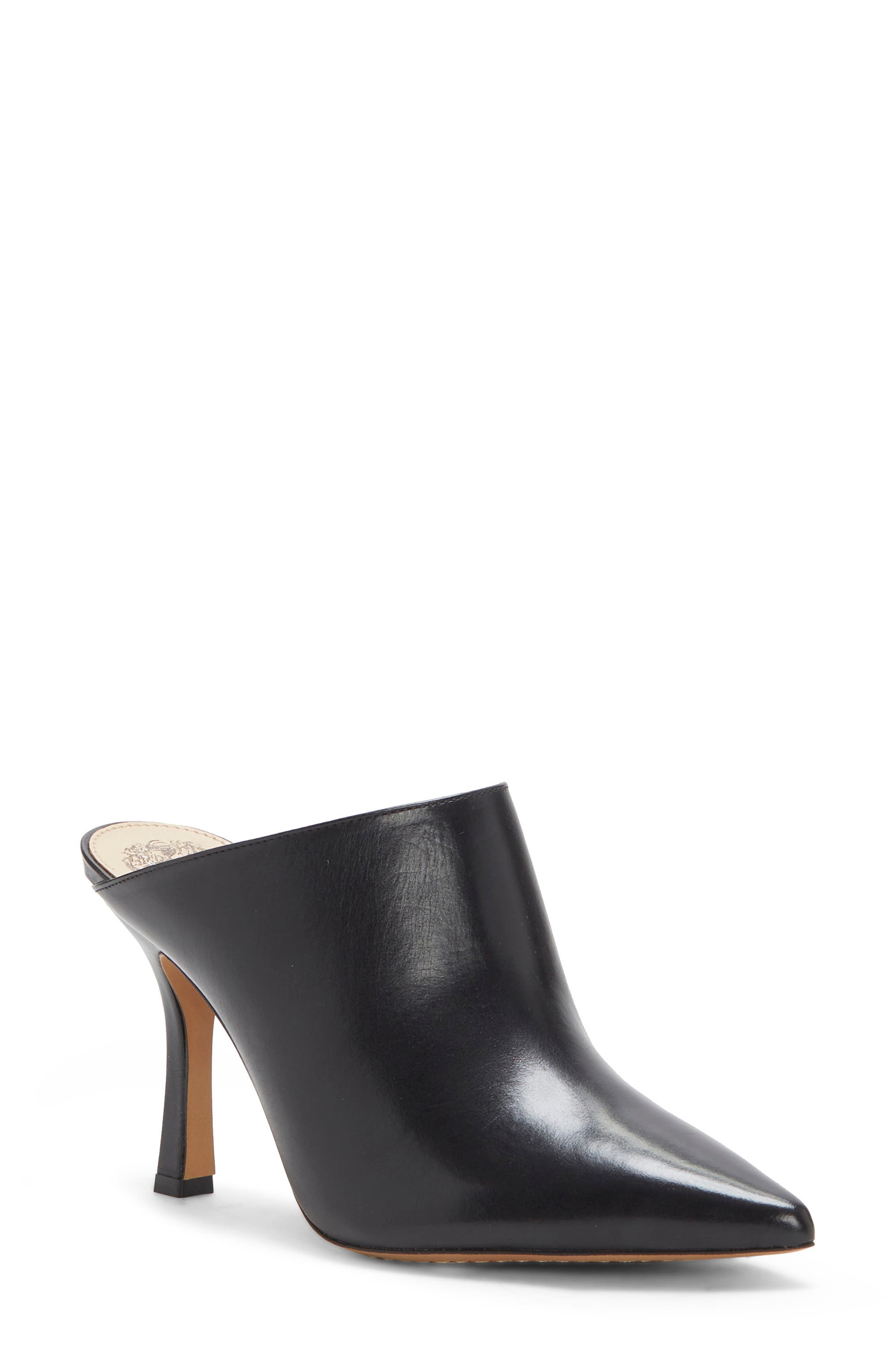 Aminnie Leather Mule, Main, color, BLACK LEATHER