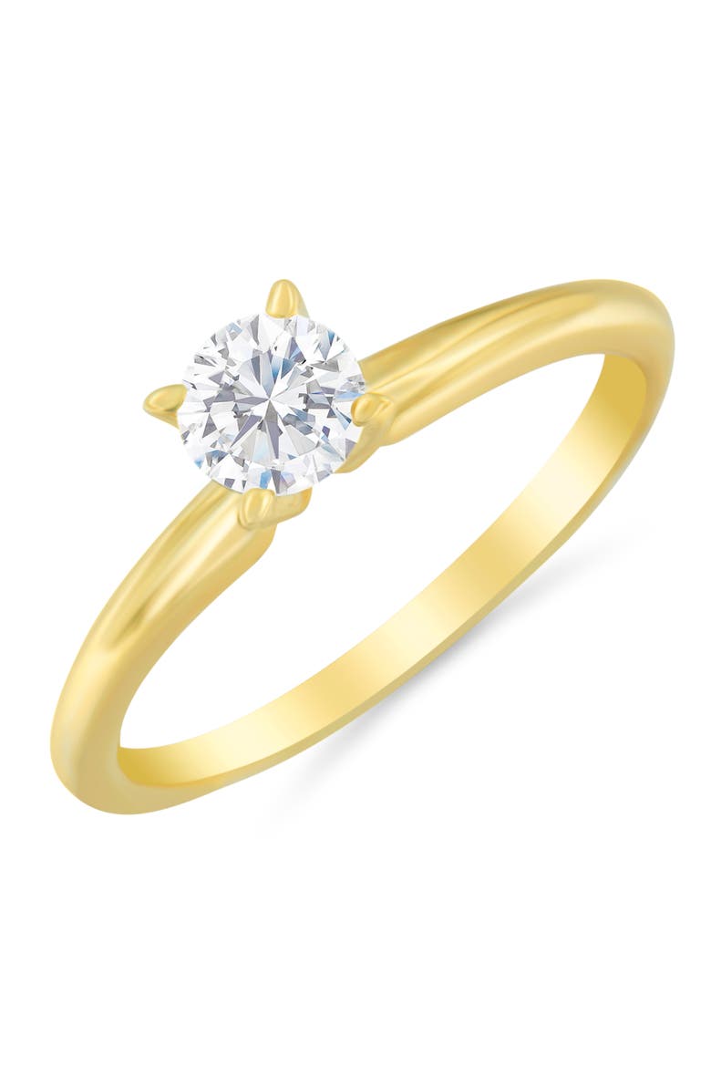 GIA Certified 14k Gold 1/2 Cttw Diamond Solitaire Engagement Ring, Alternate, color, Yellow Gold