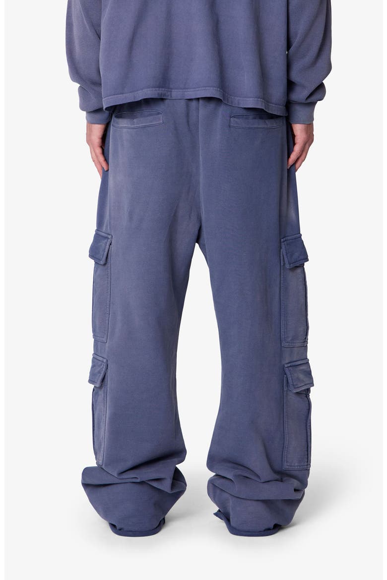 Ultra Baggy Cotton Flece Cargo Sweatpants, Alternate, color, WASHED NAVY