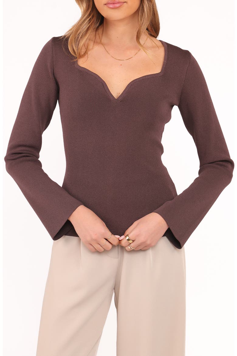 Trinity Sweetheart Neck Knit Top, Main, color, CHOCOLATE BROWN