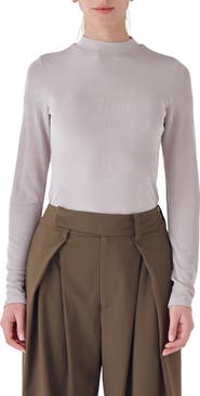 Endless Rose Sheen Stretch Mock Neck Top