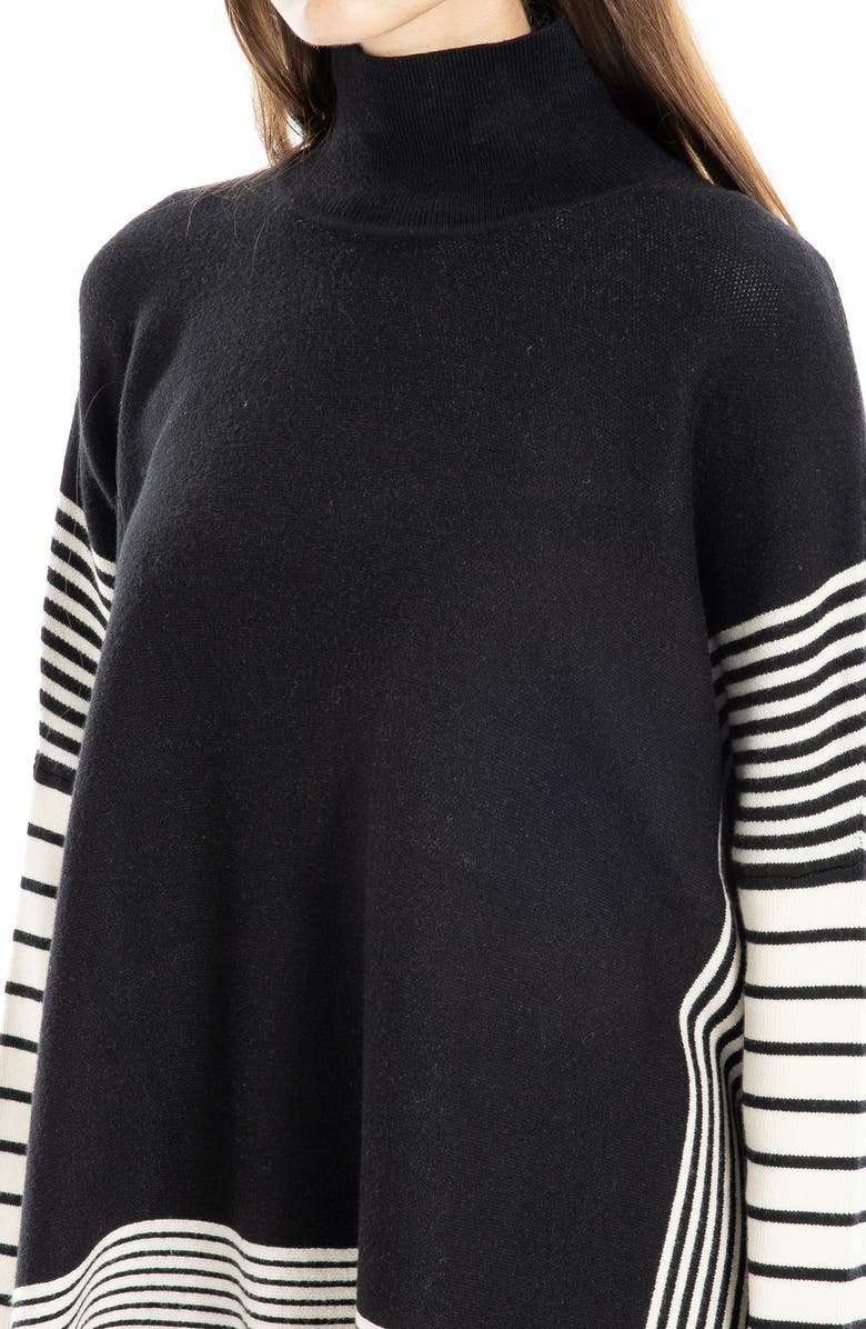 MAX STUDIO Mock Neck Sweater, Alternate, color, Black/ Off White