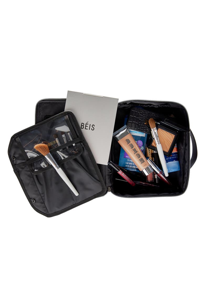 Travel Cosmetics Case, Alternate, color, BLACK