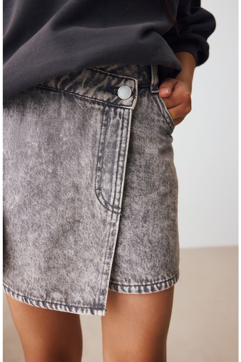 Kids' Acid Wash Denim Skort, Alternate, color, BLUE