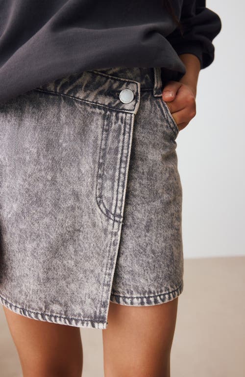 Next Kids' Acid Wash Denim Skort In Gray