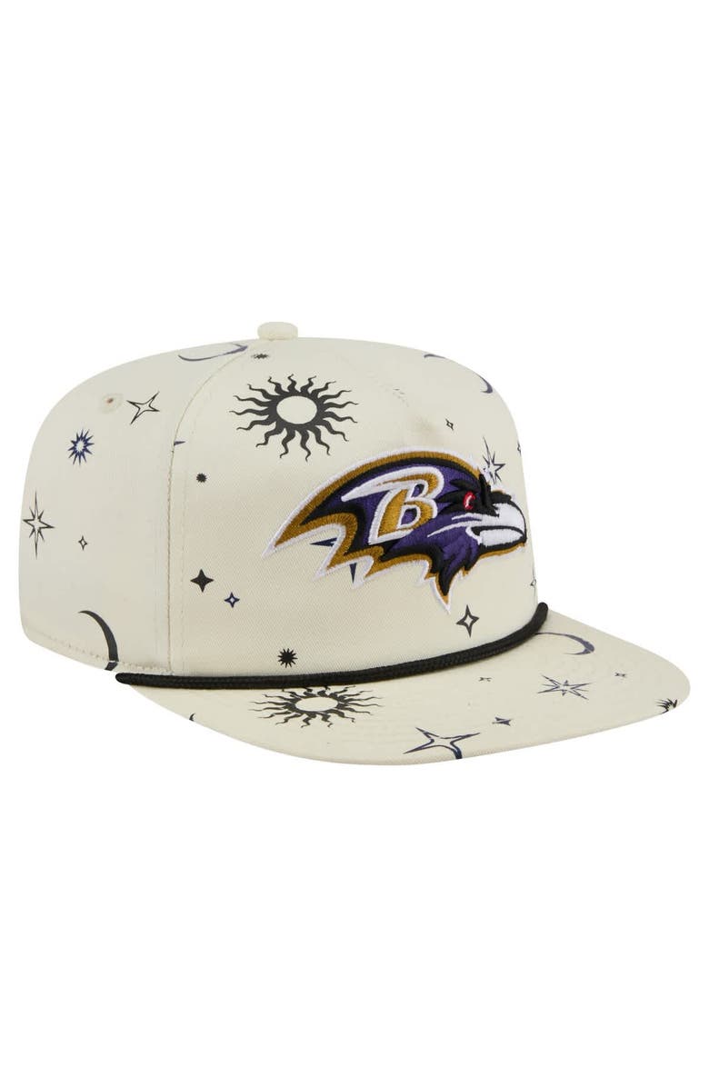 New Era Men's New Era Cream Baltimore Ravens Celestial Golfer Adjustable Hat, Alternate, color, 