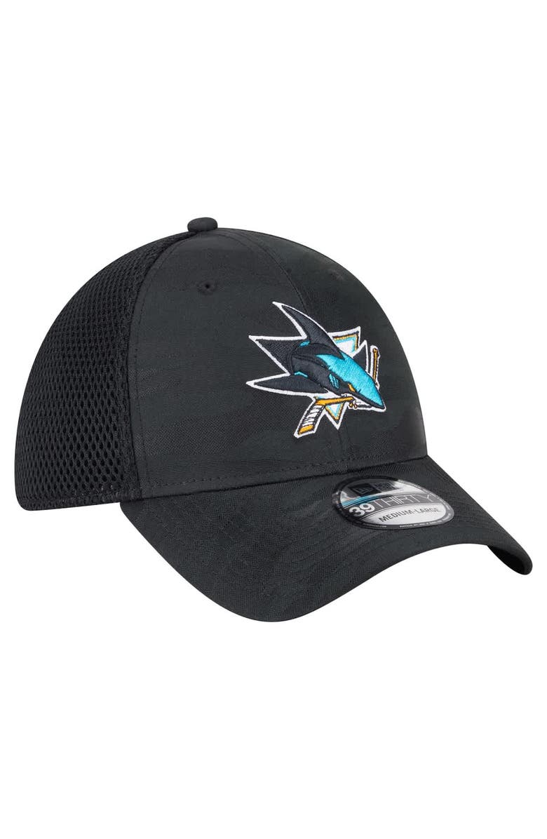 New Era Men's New Era Black San Jose Sharks Active Subtle Camo 39THIRTY Flex Hat, Alternate, color,