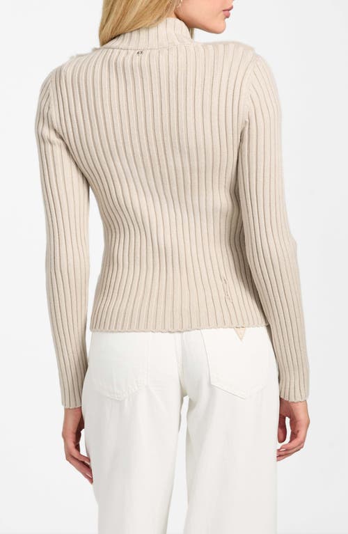 Guess Mila Mixed Media Faux Fur Cardigan In Neutral