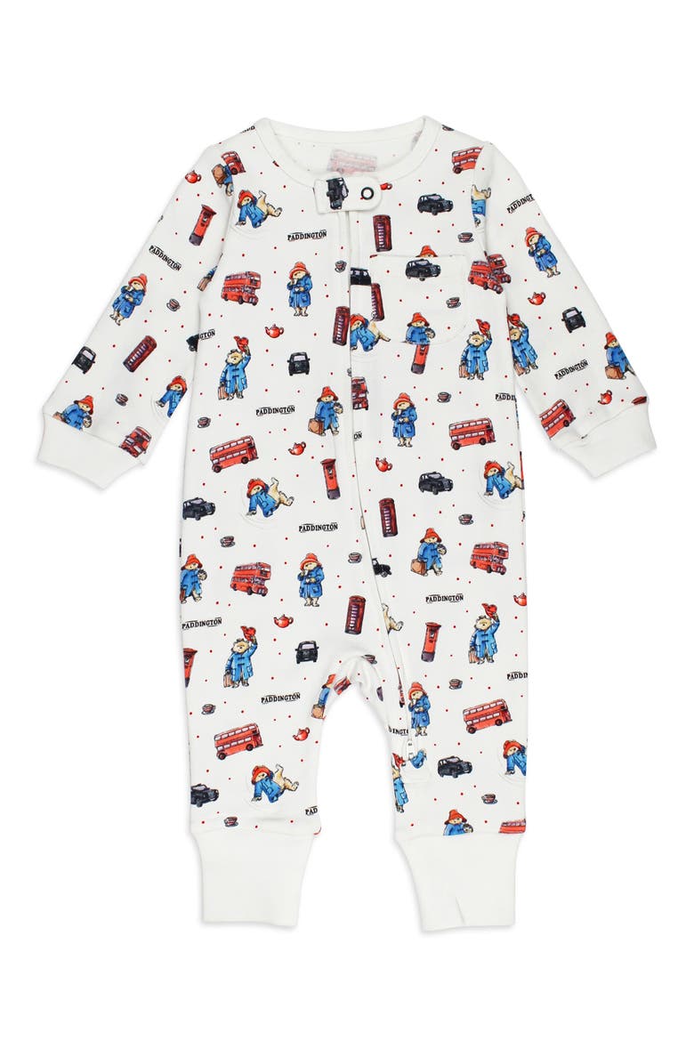 London Paddington Organic Cotton Zip Romper, Main, color, LONDON PADDINGTON