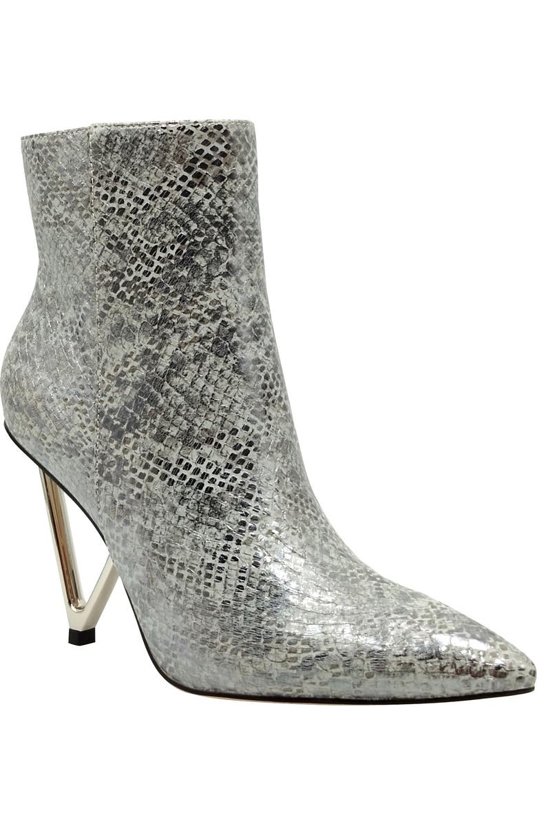 NINETY UNION Gia Triangle Heel Bootie, Main, color, Silver