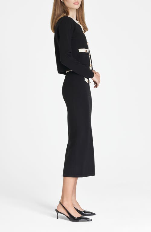 Shop Wayf Catherine Contrast Trim Cardigan In Black Cream