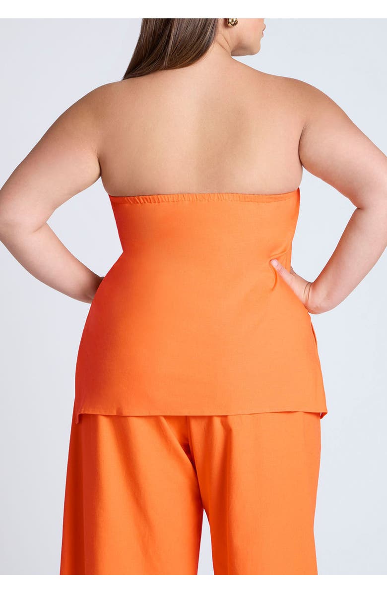ELOQUII Linen Blend Column Tube Top, Alternate, color, Bright Orange
