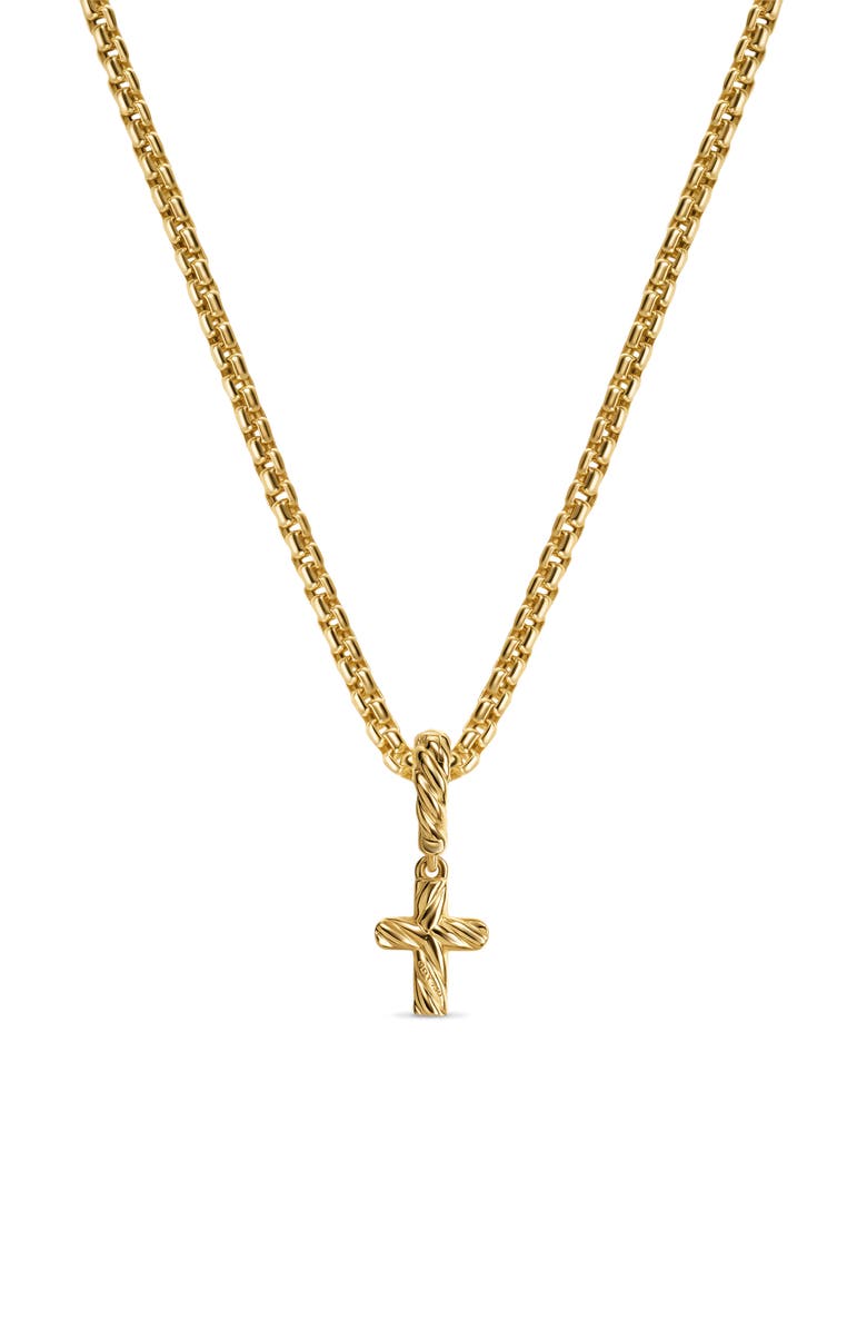 David Yurman Micro Pavé Cross Enhancer in 18K Yellow Gold with Diamonds, 8mm, Alternate, color, Diamond