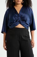 Renee C Satin Front Twist Top