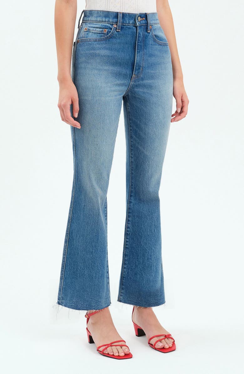 DAZE Soho Raw Hem High Waist Ankle Flare Jeans, Alternate, color,