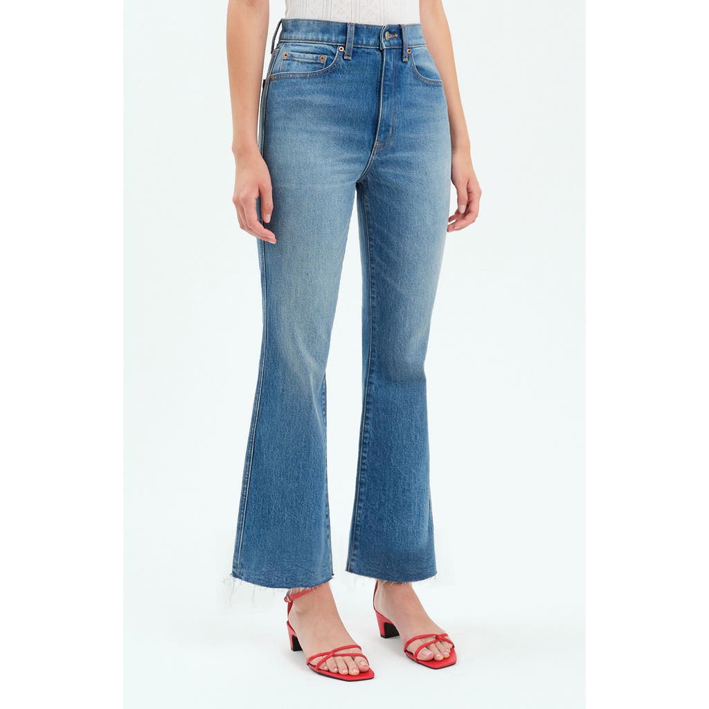 DAZE DAZE SOHO RAW HEM HIGH WAIST ANKLE FLARE JEANS