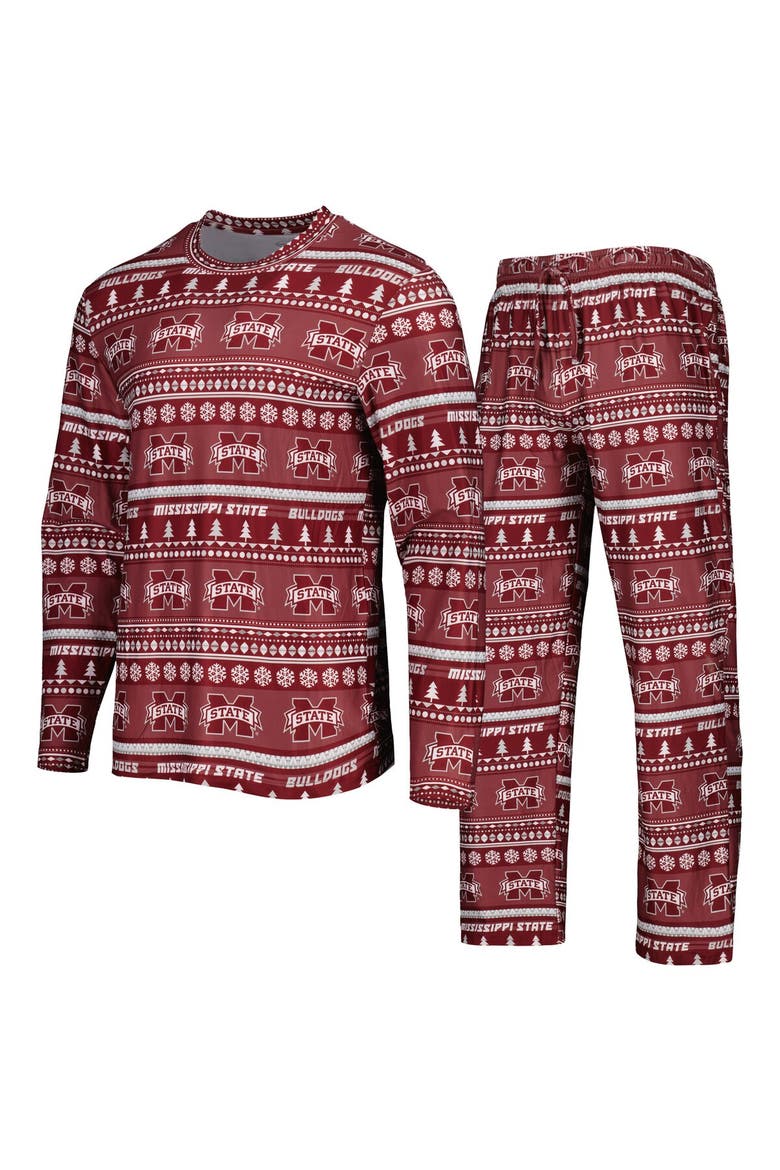 Men's Concepts Sport Maroon Mississippi State Bulldogs Swivel Long Sleeve T-Shirt & Pants Sleep Set, Alternate, color, Maroon