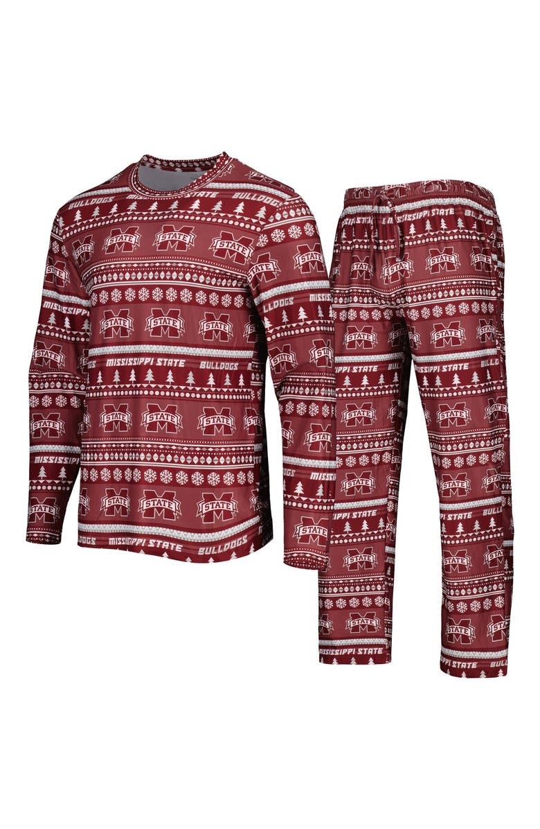 CONCEPTS SPORT Men's Concepts Sport Maroon Mississippi State Bulldogs Swivel Long Sleeve T-Shirt & Pants Sleep Set, Alternate, color, Maroon