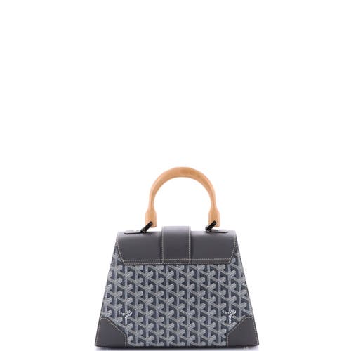 Pre-owned Goyard  Goyard Saigon Top Handle Bag Coated Canvas With Leather Pm In Gray
