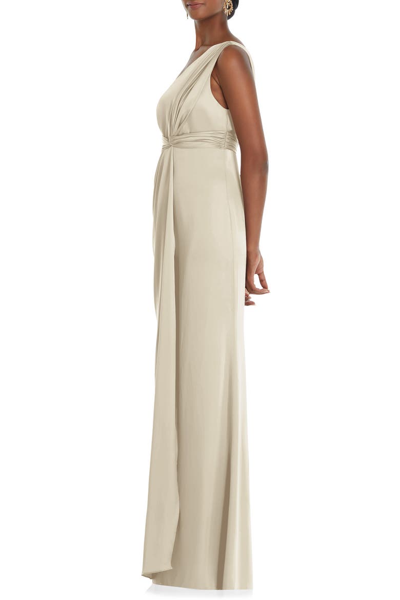 One-Shoulder Satin Gown, Alternate, color, CHAMPAGNE
