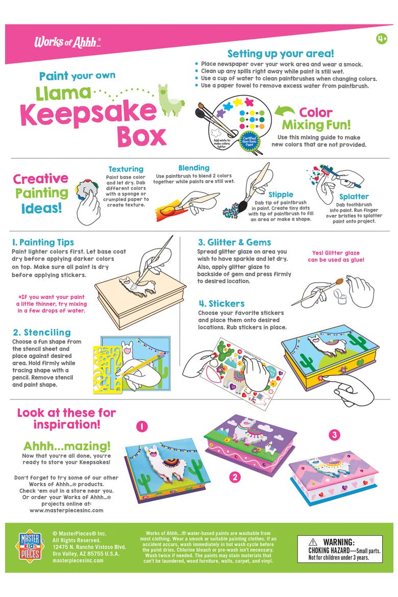Llama Keepsake Box Wood Craft Kit, Alternate, color, Multicolor