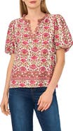 CeCe V-Neck Puff Sleeve Top