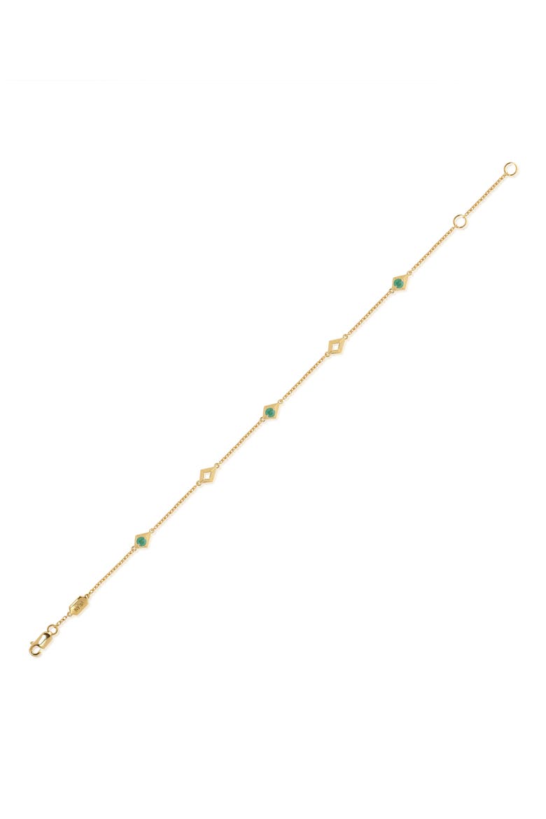 Elegance Emerald Geometric Station Bracelet, Alternate, color, EMERALD/ 14K YELLOW GOLD