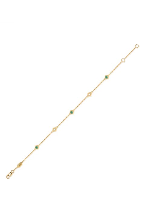 Elegance Emerald Geometric Station Bracelet