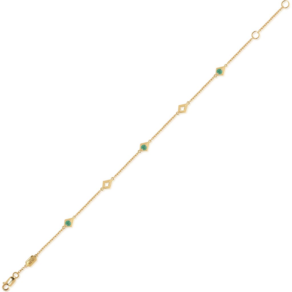 VALANI ATELIER Elegance Emerald Geometric Station Bracelet in Emerald/14K Yellow Gold  product