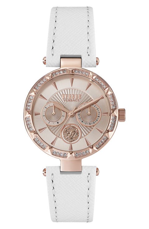 Sertie Leather Strap Watch, 36mm