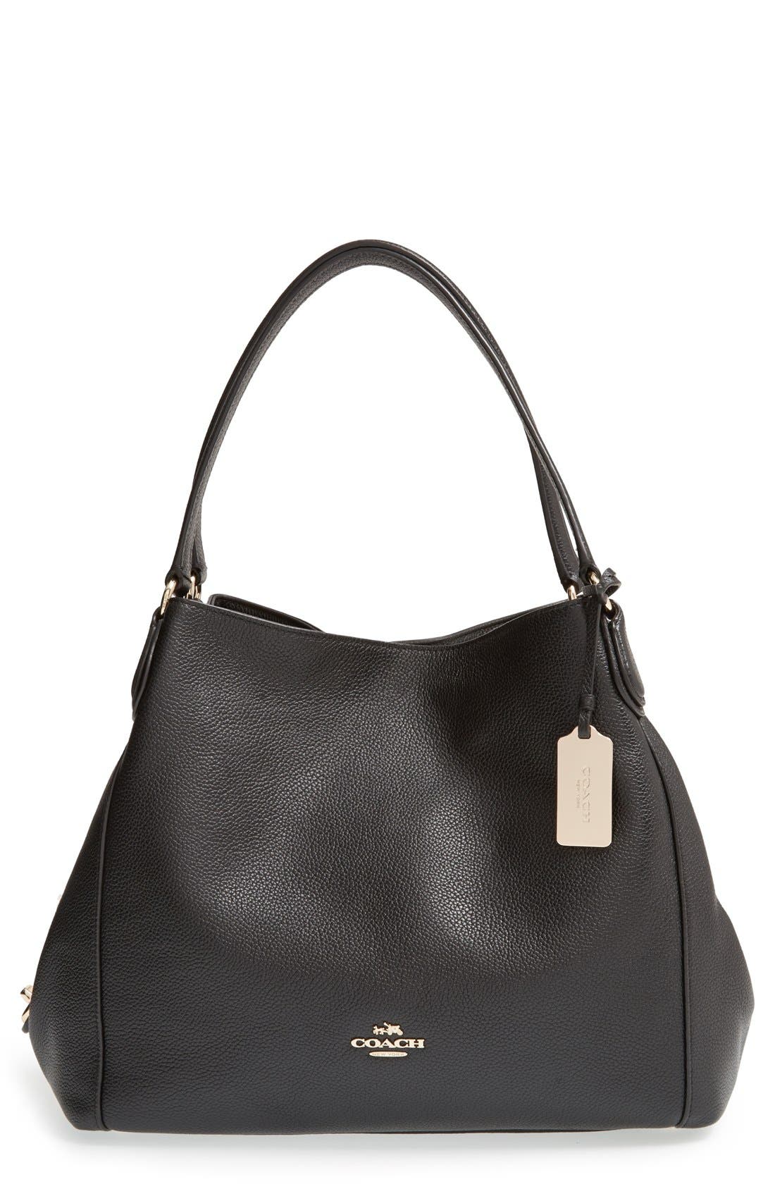 COACH 'Edie' Pebbled Leather Shoulder Bag, Main, color, 