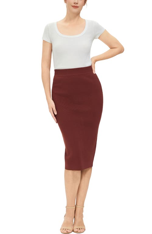 Kimi & Kai Knit Pencil Skirt In Burgundy