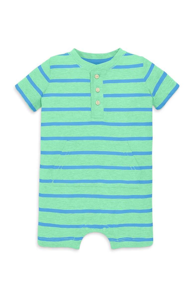 Primary Baby Heathered Henley Shortie In Stripe, Main, color, Clover Cornflower Stripe