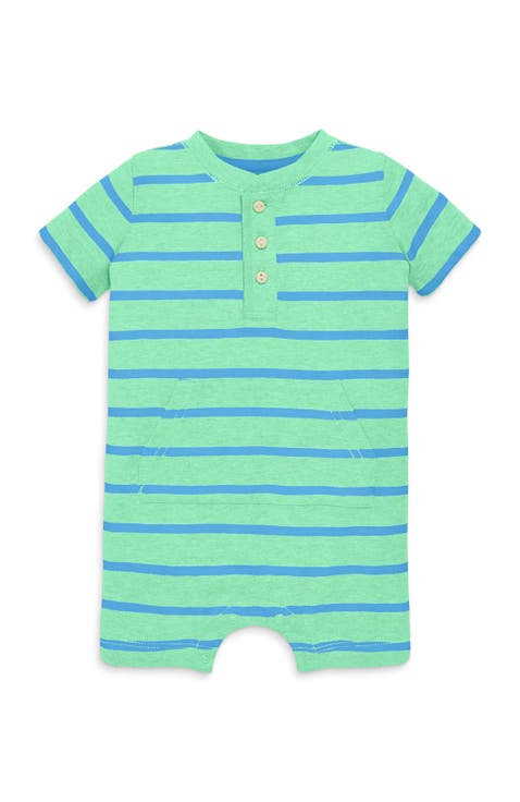 Baby Heathered Henley Shortie In Stripe