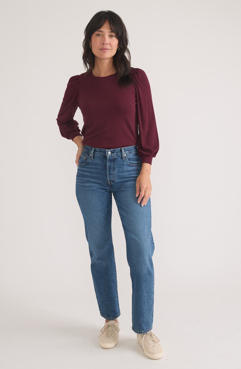 Marine Layer Lexi Puff Sleeve Rib Top, Alternate, color,