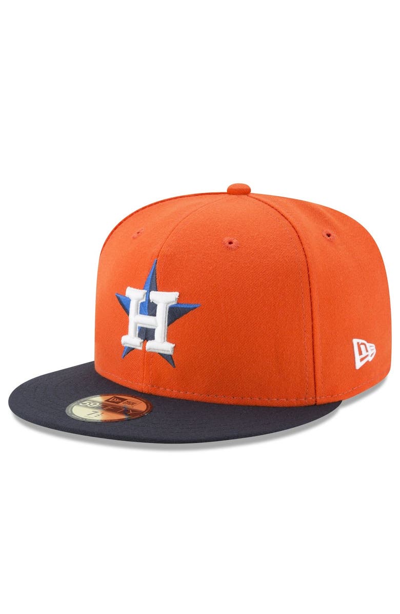 New Era Men's New Era Orange Houston Astros 2022 Postseason Side Patch 59FIFTY Fitted Hat, Alternate, color,