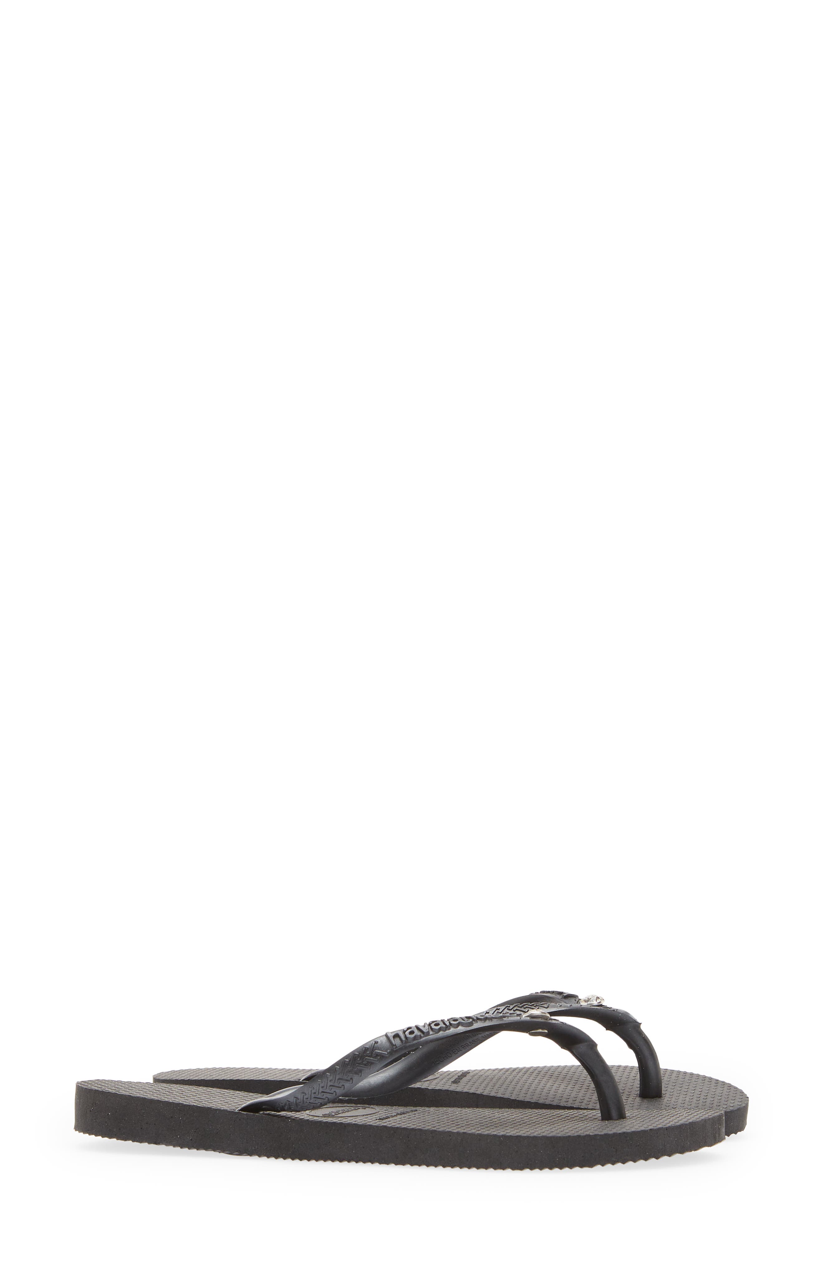 Havaianas Slim Crystal II Flip Flop, Alternate, color, Black