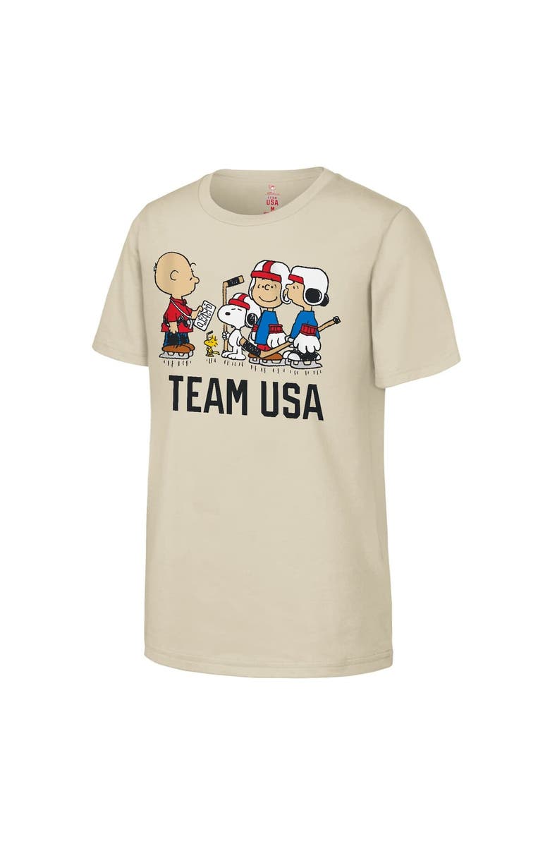 Outerstuff Youth Outerstuff  Cream Team USA x Peanuts Team Hustle T-Shirt, Alternate, color, Cream