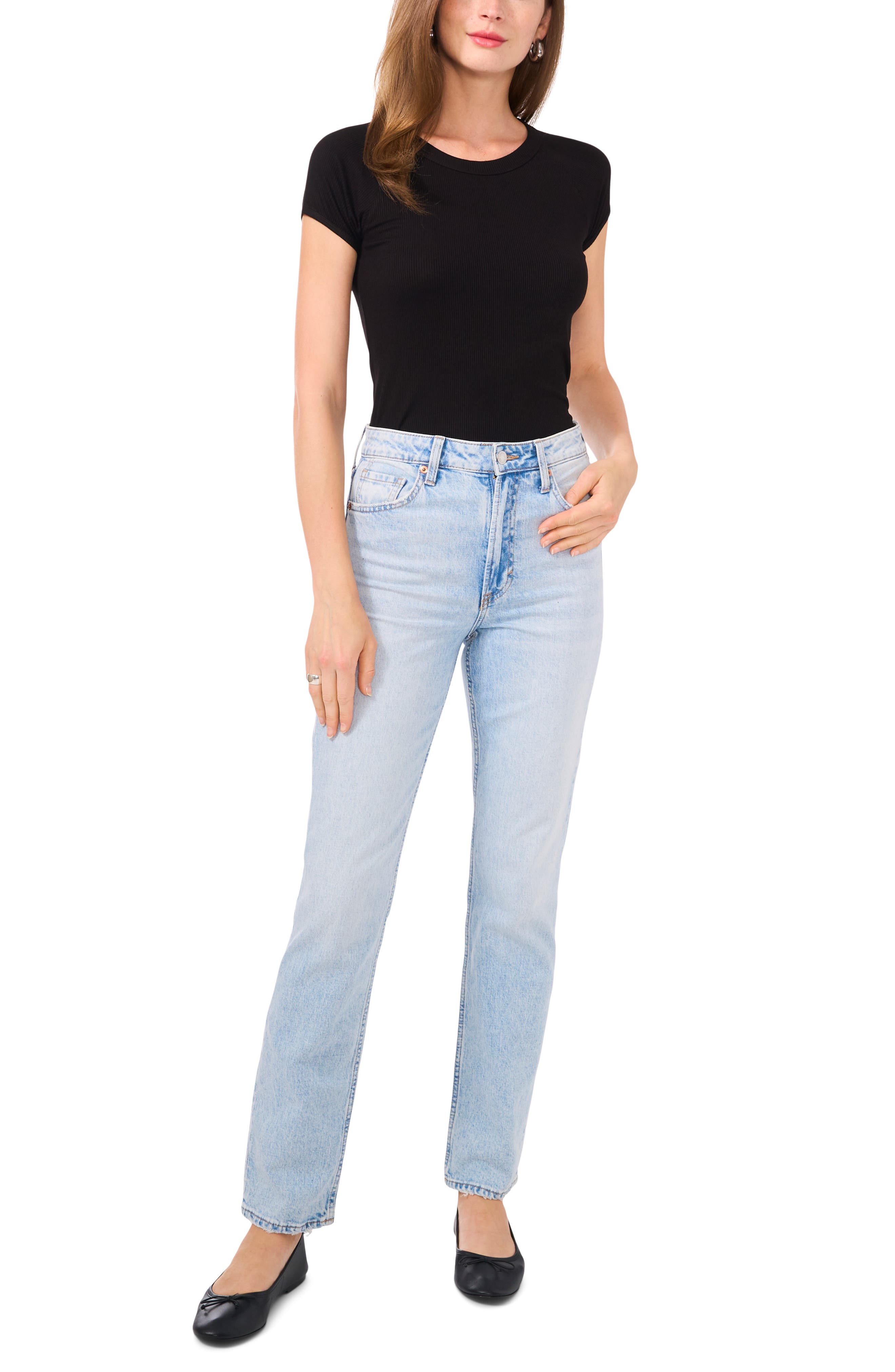 1.STATE Cap Sleeve Rib Jersey T-Shirt (Women) | Nordstromrack
